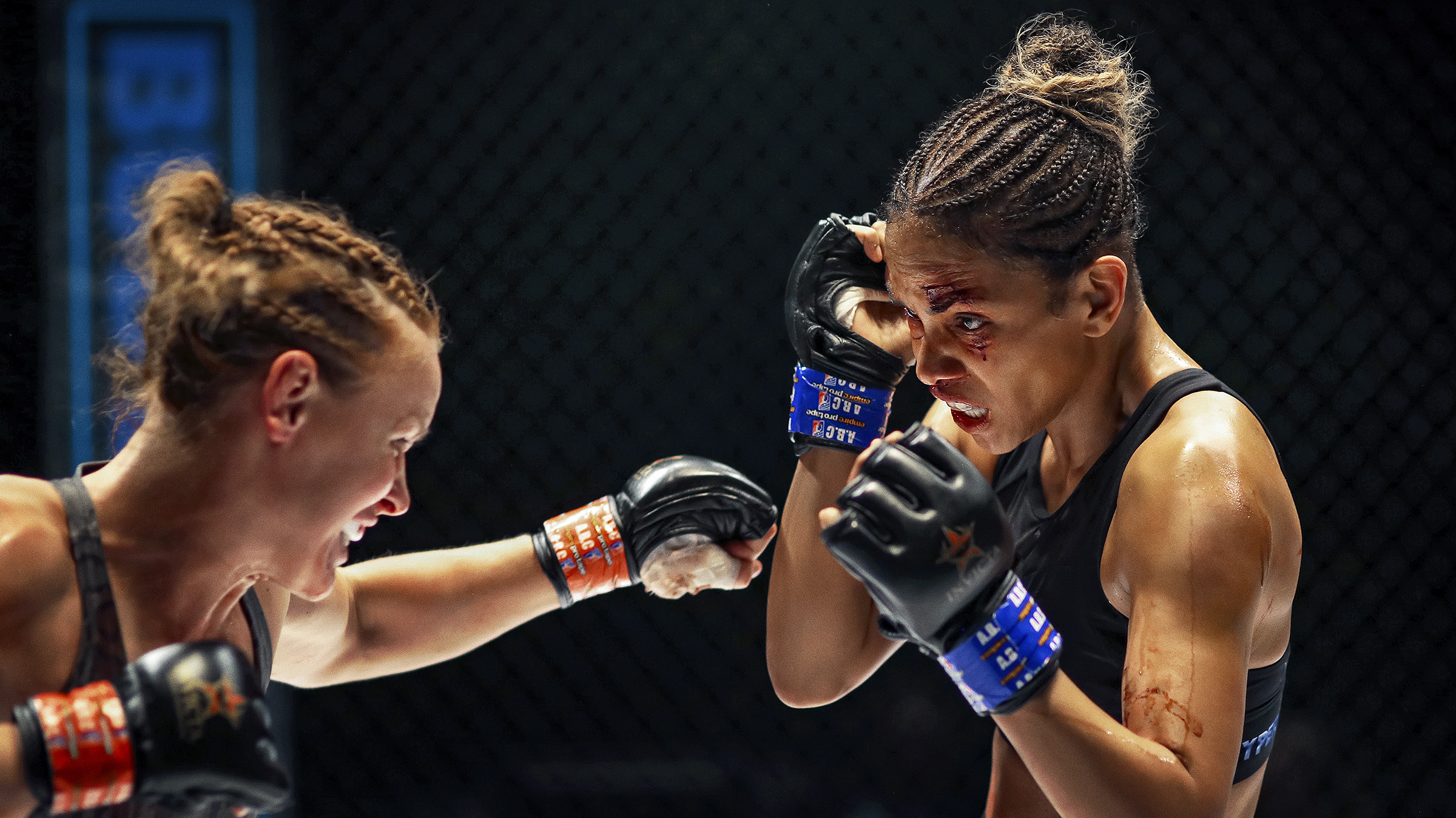 Berry’s character, Jackie (right), finds a rival in Lady Killer, played by real-life UFC fighter Shevchenko.